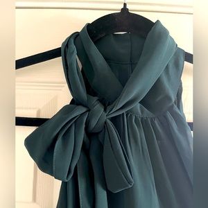 Express emerald green tie halter sleeveless top